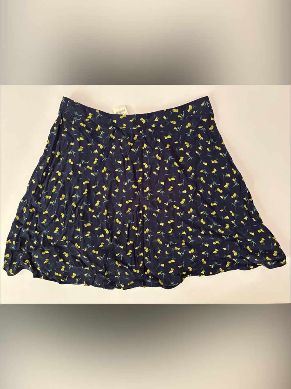 GAP 100% viscose Navy Mini Skirt with Yellow Floral Print